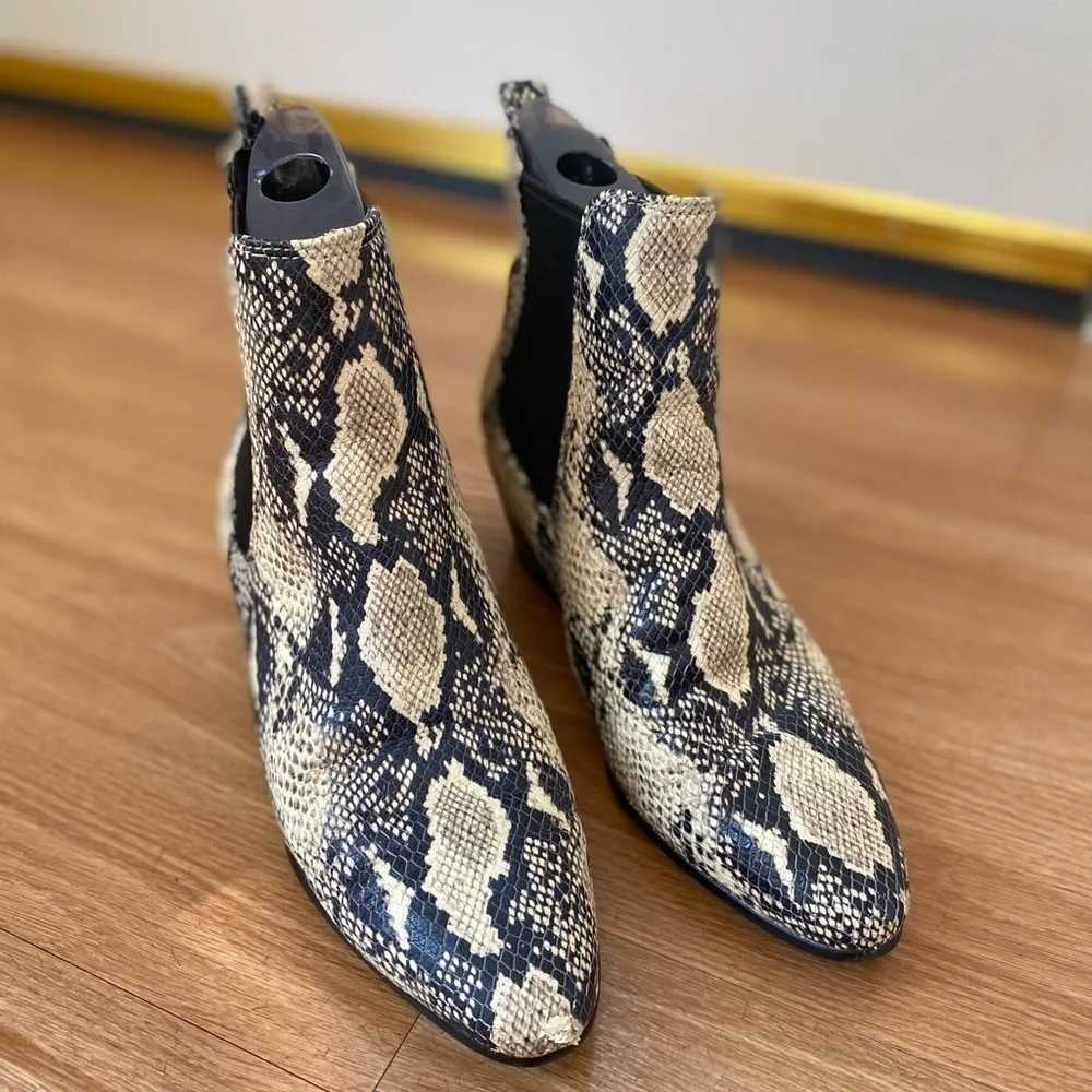 Sam Edelman Reesa Python Snakeskin Cowboy Western Ankle Boots Women’s Size 8